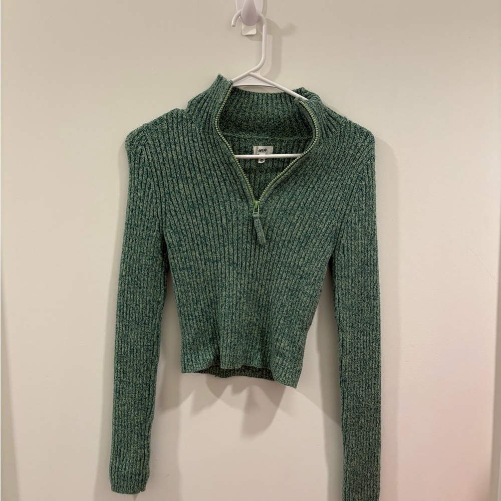 Aerie Green Ribbed Turtleneck Sweater